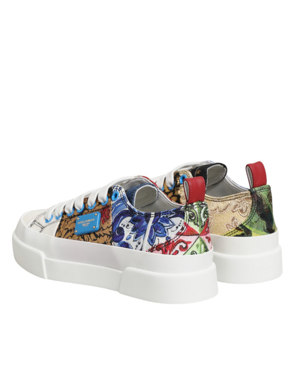 Bunte Patchwork-Sneakers mit niedrigem Schaft