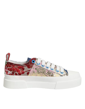 Bunte Patchwork-Sneaker mit niedrigem Schaft