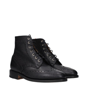 Schwarze Leder-Stiefeletten