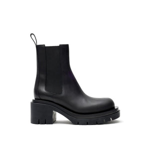 Schwarze Leder-Ankle-Boots