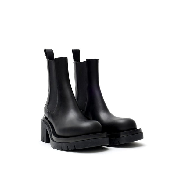 Schwarze Leder-Ankle-Boots