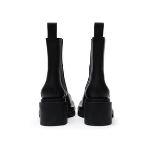 Schwarze Leder-Ankle-Boots