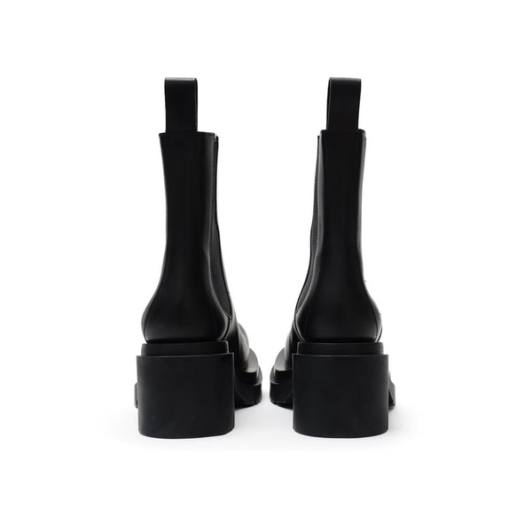 Schwarze Leder-Ankle-Boots