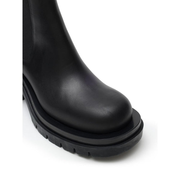 Schwarze Leder-Ankle-Boots