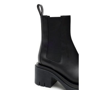 Schwarze Leder-Ankle-Boots