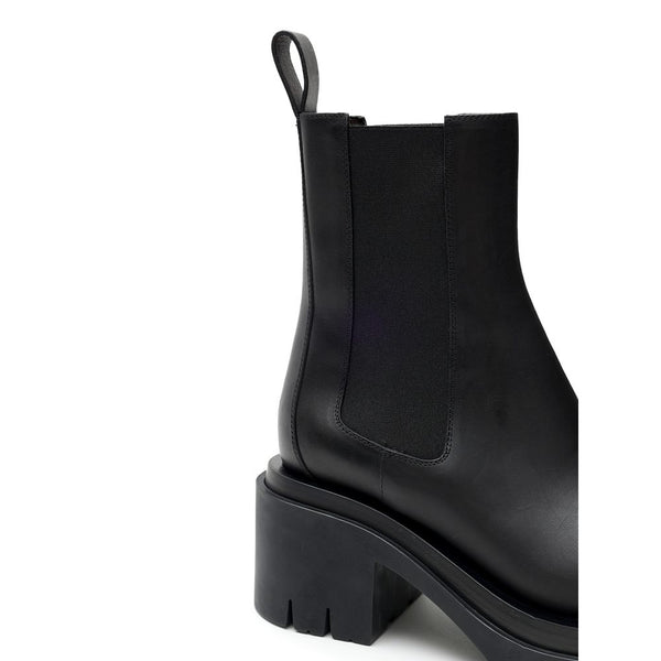 Schwarze Leder-Ankle-Boots