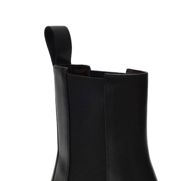Schwarze Leder-Ankle-Boots