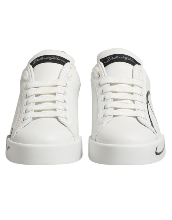 Weiße und graue Low-Top Sneaker aus Leder