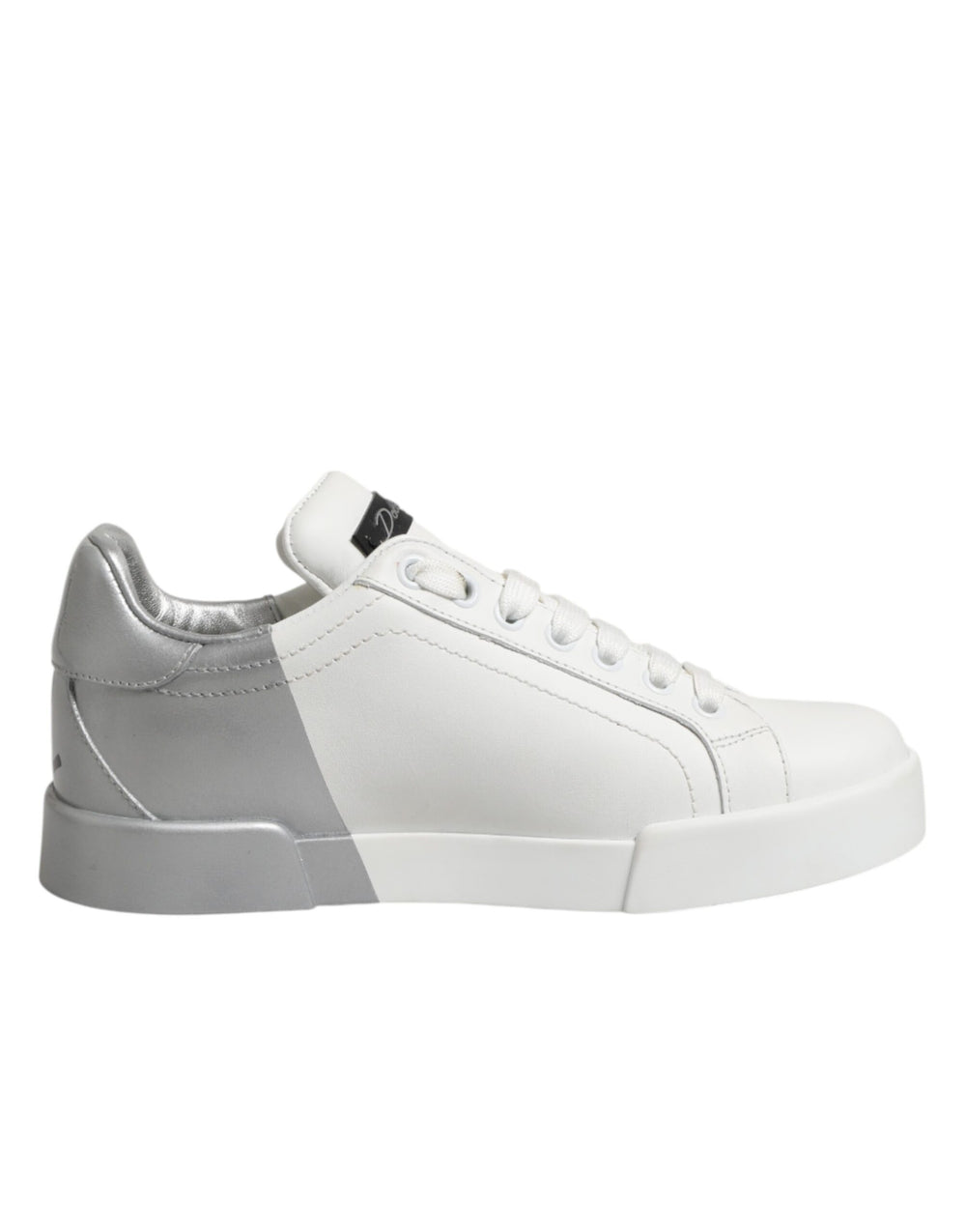 Weiße und graue Low-Top Sneaker aus Leder