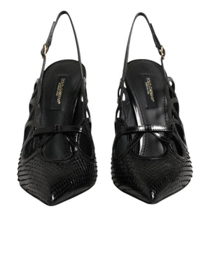 Lederslingback-Pumps mit hohem Absatz