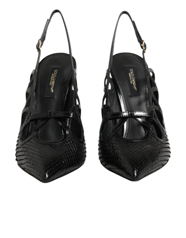 Lederslingback-Pumps mit hohem Absatz
