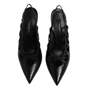Lederslingback-Pumps mit hohem Absatz