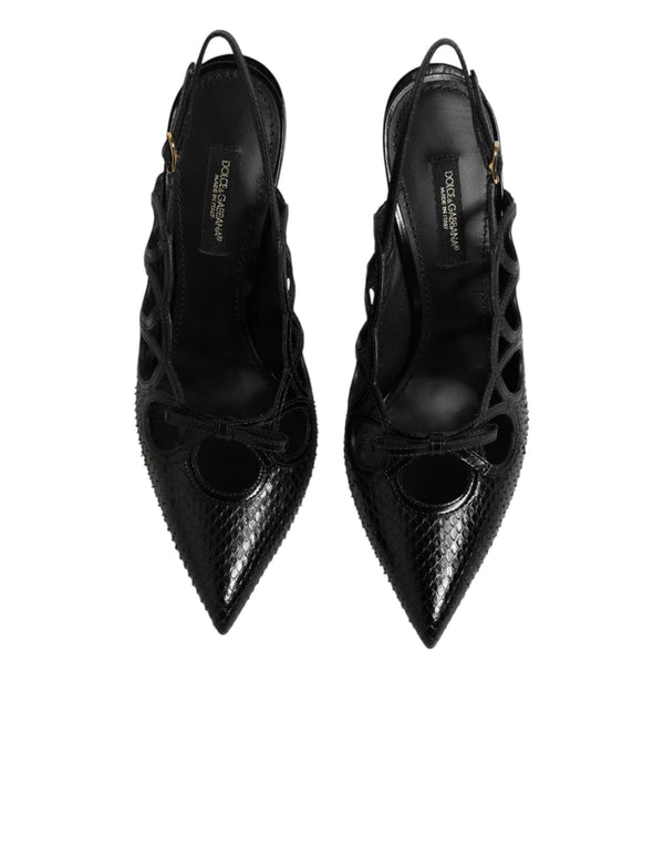 Lederslingback-Pumps mit hohem Absatz
