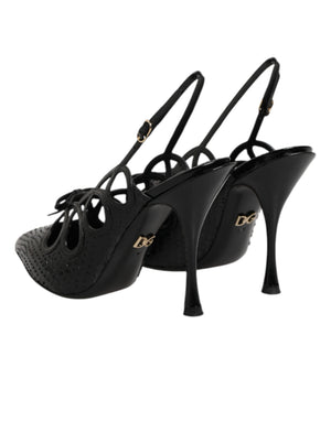 Lederslingback-Pumps mit hohem Absatz