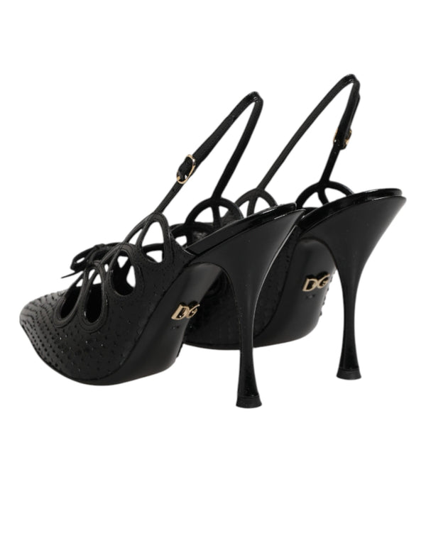 Lederslingback-Pumps mit hohem Absatz