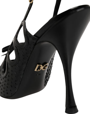 Lederslingback-Pumps mit hohem Absatz