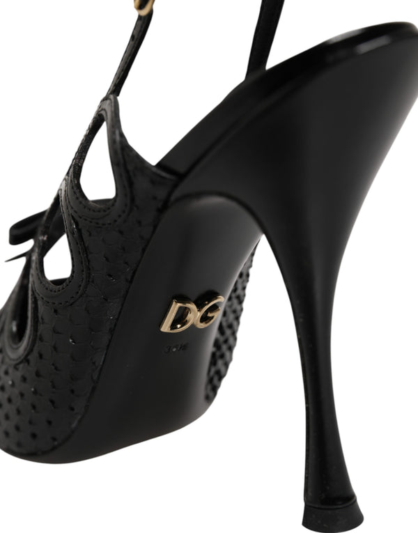 Lederslingback-Pumps mit hohem Absatz