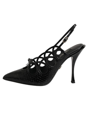 Lederslingback-Pumps mit hohem Absatz