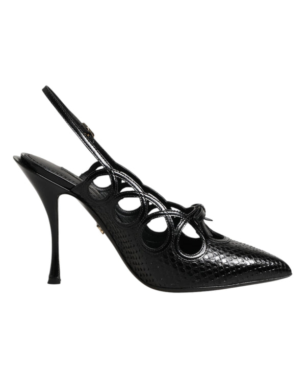 Lederslingback-Pumps mit hohem Absatz