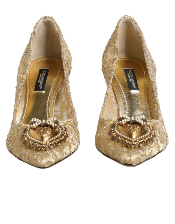 Goldene Taormina-Spitzen-DEVOTION-Pumps