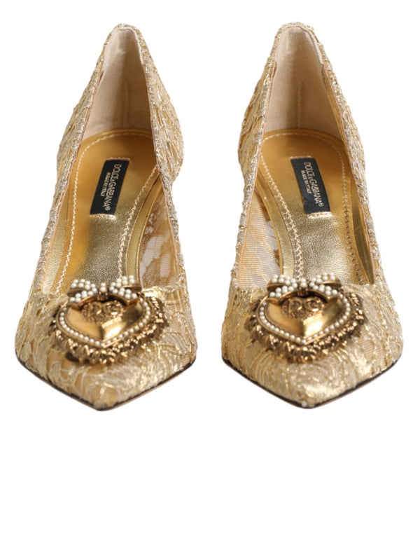 Goldene Taormina-Spitzen-DEVOTION-Pumps