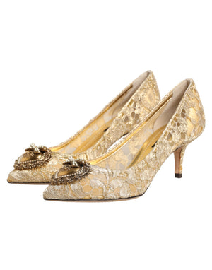 Goldene Taormina-Spitzen-DEVOTION-Pumps