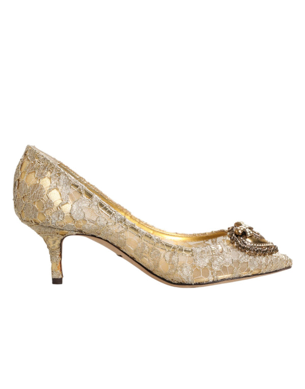 Goldene Taormina-Spitzen-DEVOTION-Pumps