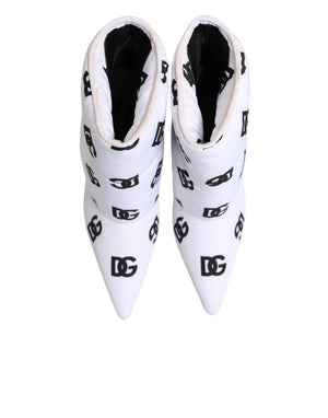 Weiße DG Logo-Stöckelschuhe mit kurzem Schaft