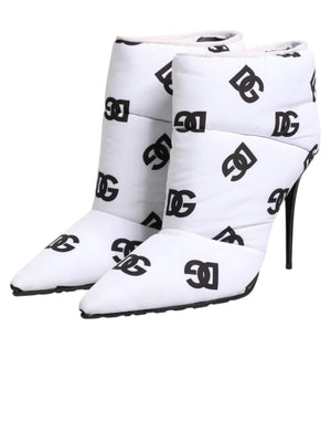 Weiße DG Logo-Stöckelschuhe mit kurzem Schaft