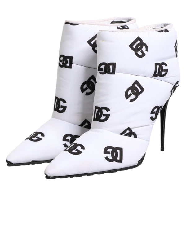 Weiße DG Logo-Stöckelschuhe mit kurzem Schaft