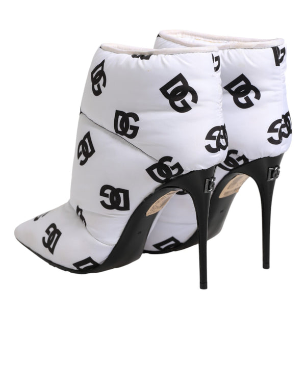 Weiße DG Logo-Stöckelschuhe mit kurzem Schaft