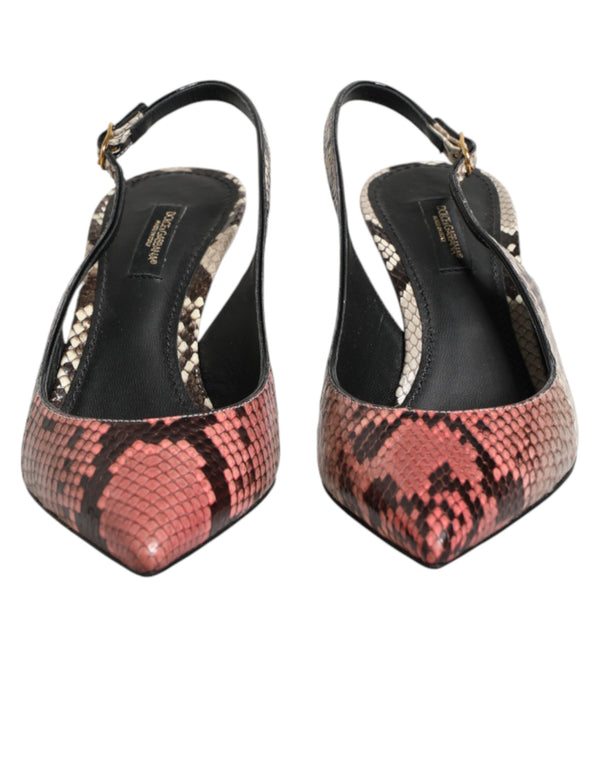 Bunte Leder-Slingback-Pumps