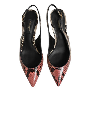 Bunte Leder-Slingback-Pumps