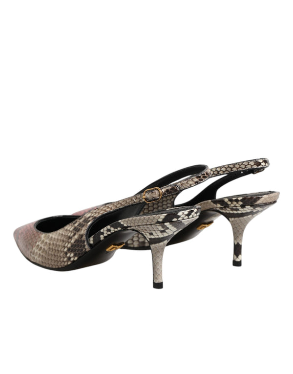 Bunte Leder-Slingback-Pumps