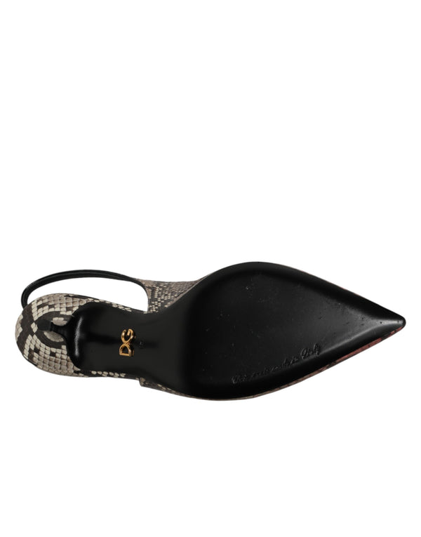 Bunte Leder-Slingback-Pumps