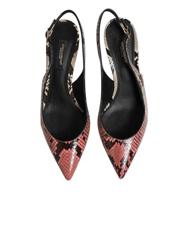 Bunte Leder-Slingback-Pumps