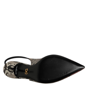Bunte Leder-Slingback-Pumps