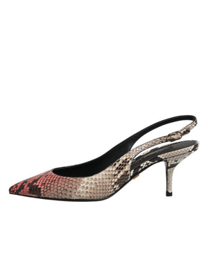 Bunte Leder-Slingback-Pumps