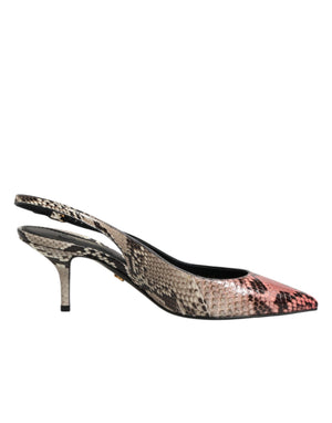 Bunte Leder-Slingback-Pumps