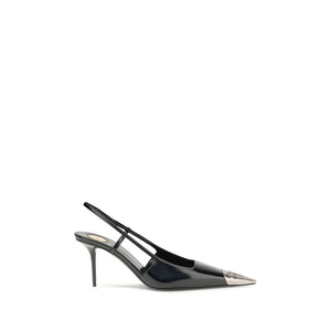 Schwarze Lederpumps mit hohem Absatz