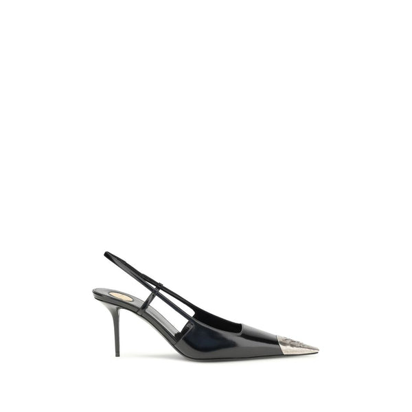 Schwarze Lederpumps mit hohem Absatz