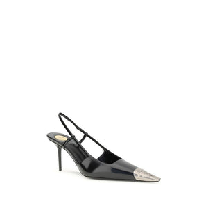 Schwarze Lederpumps mit hohem Absatz