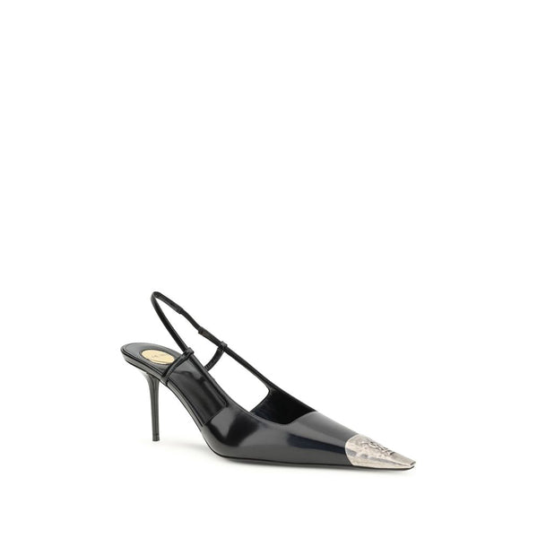 Schwarze Lederpumps mit hohem Absatz