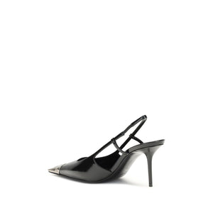 Schwarze Lederpumps mit hohem Absatz