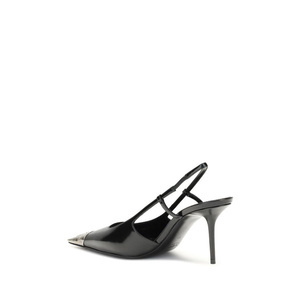 Schwarze Lederpumps mit hohem Absatz