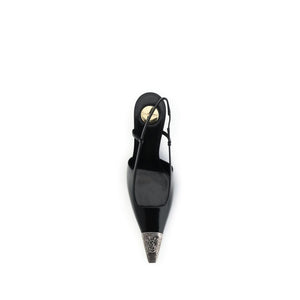 Schwarze Lederpumps mit hohem Absatz