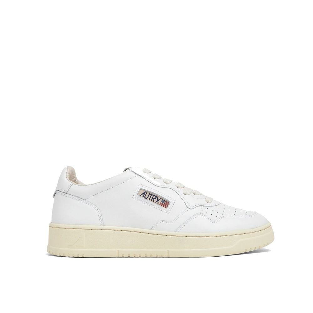 Weiße Leder-Sneakers mit niedrigem Schaft