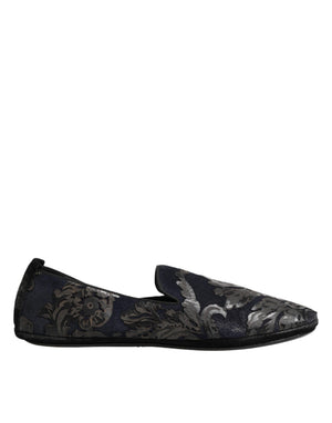 Schwarze Jacquard-Leder-Slipper