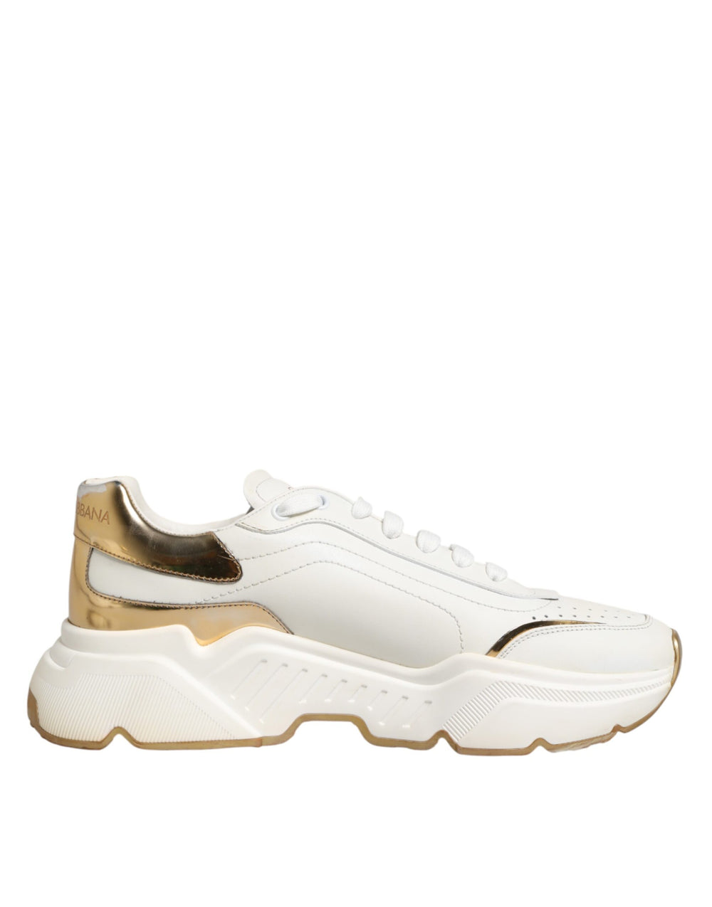 Weiße und goldene Daymaster Sneakers mit niedrigem Schaft