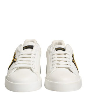 Weiße Portofino Sneakers mit Kronen-Patch für Herren
